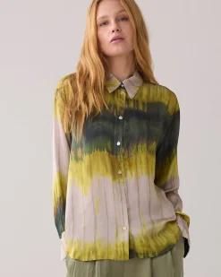 Tie dye shirt blouse made of Ecovero fabric^Summum Outlet