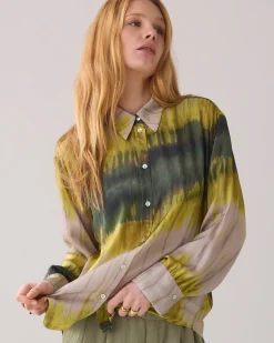 Tie dye shirt blouse made of Ecovero fabric^Summum Outlet