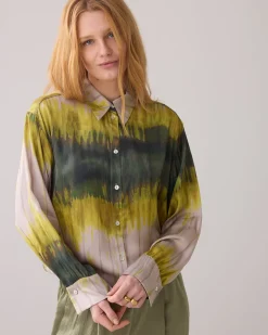 Tie dye shirt blouse made of Ecovero fabric^Summum Outlet