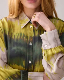 Tie dye shirt blouse made of Ecovero fabric^Summum Outlet