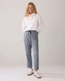 Trousers in linen-blend with turn-ups^Summum Online