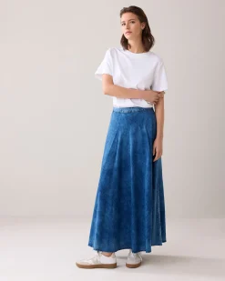 Wide denim skirt^Summum Sale