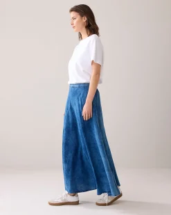 Wide denim skirt^Summum Sale