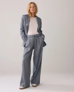 Wide-leg linen-blend trousers^Summum Discount