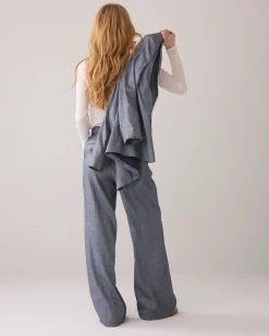 Wide-leg linen-blend trousers^Summum Discount