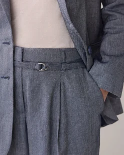 Wide-leg linen-blend trousers^Summum Discount