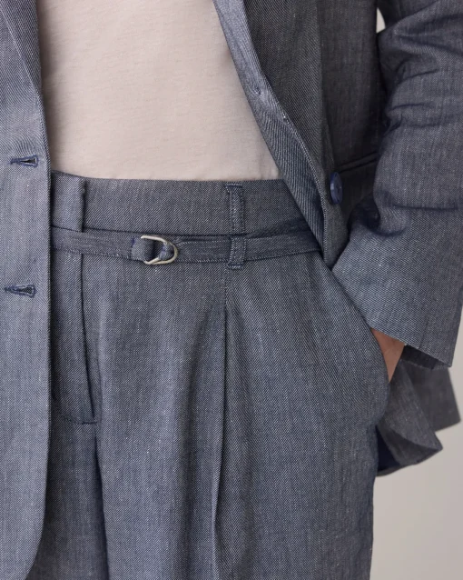 Wide-leg linen-blend trousers^Summum Discount