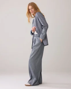 Wide-leg linen-blend trousers^Summum Discount